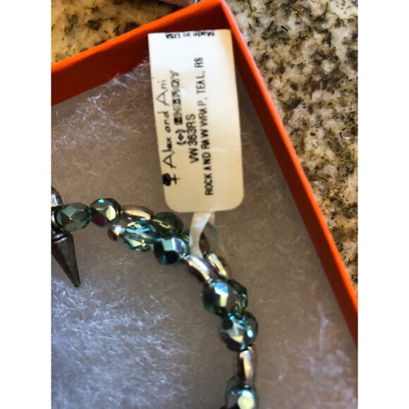 NWT Alex and Ani Rock and Raw Wrap teal Bracelet Spiked Retired $68 - Picture 5 of 6
